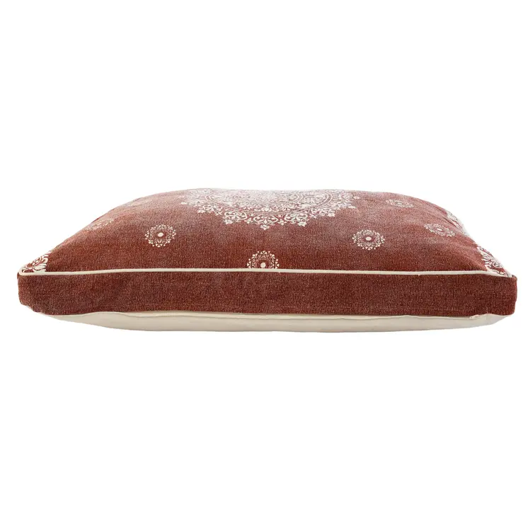 24" X 36" Stonewashed Red Medallion Pillow Style Pet Bed With Removable Cover