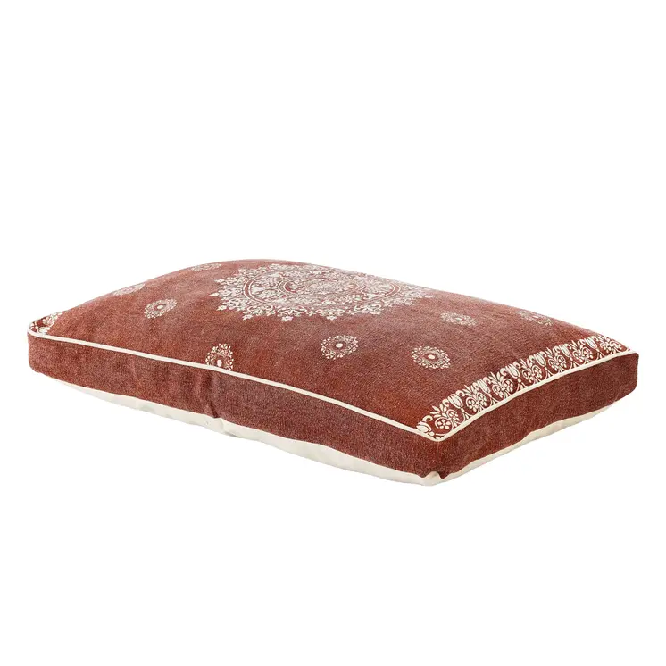 24" X 36" Stonewashed Red Medallion Pillow Style Pet Bed With Removable Cover