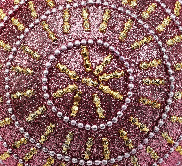 Set of Four Gold And Pink Glitter Handcrafted Shatterproof Ball Ornaments