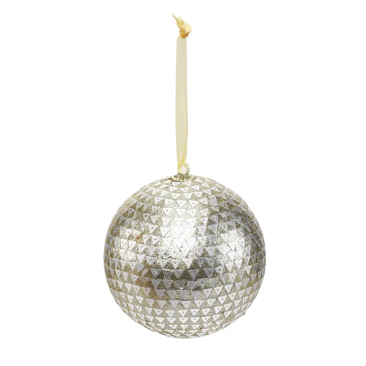 Set of Four Silver And Gold Handcrafted Shatterproof Ball Ornaments