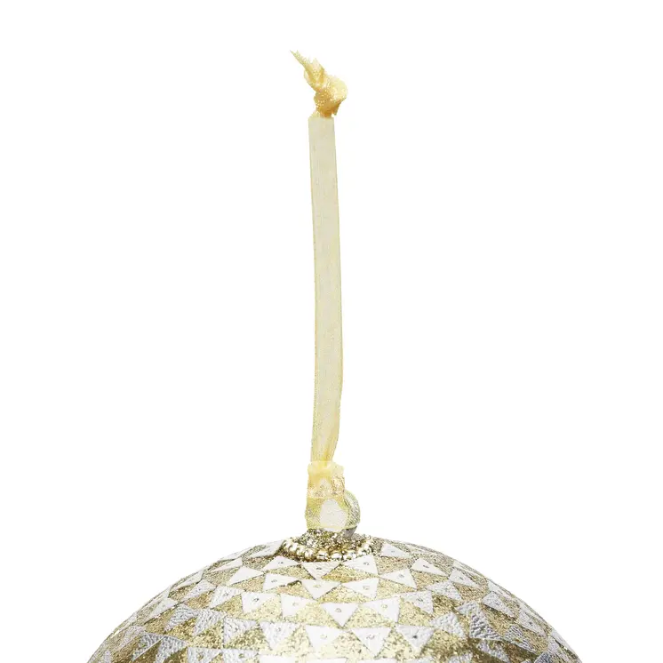 Set of Four Silver And Gold Handcrafted Shatterproof Ball Ornaments