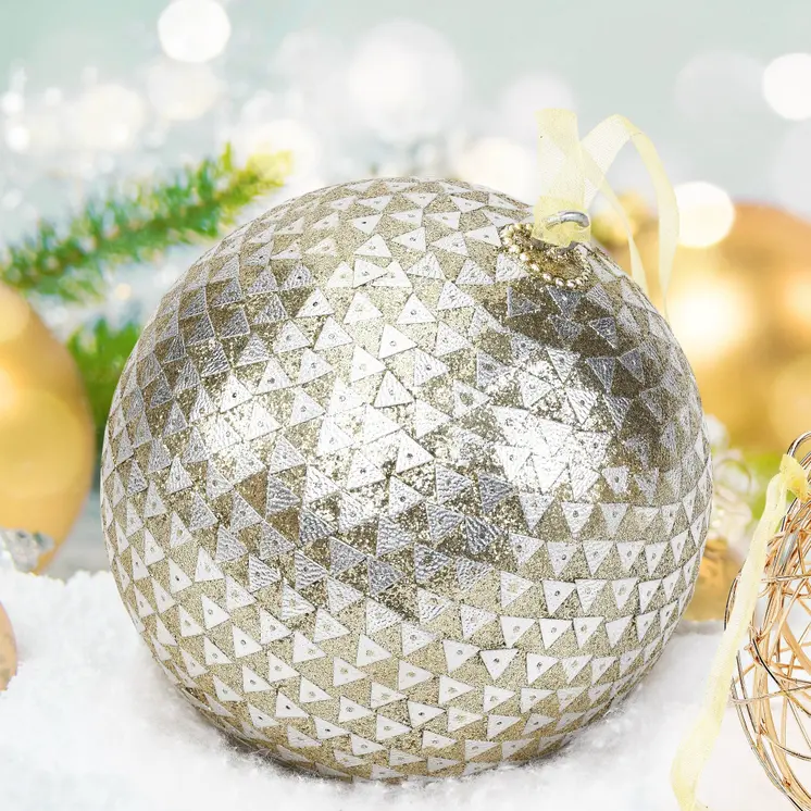 Set of Four Silver And Gold Handcrafted Shatterproof Ball Ornaments