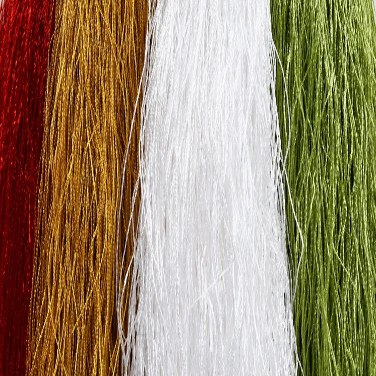 Set of Four Gold Green Red And White Handmade Snowflake With Tassel Ornaments