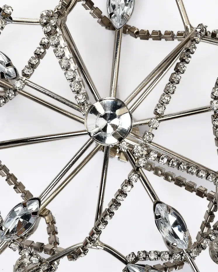 Set of Four Gold And Silver Handmade Faux Crystal And Metal Hanging Star Ornaments