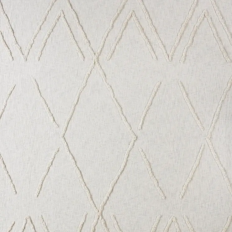 Ivory Geometric Queen Cotton Coverlet