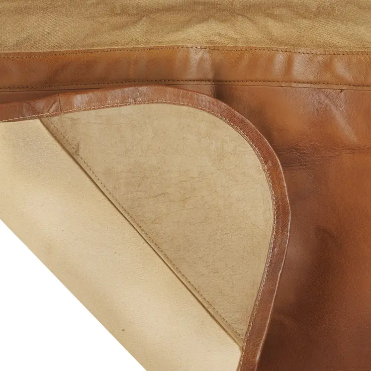 37" Brown Tan and Black Canvas And Leather Butterfly Chair