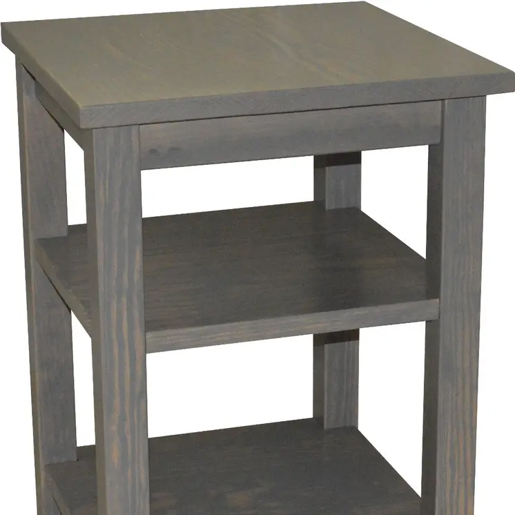 28" Gray Solid Wood Nightstand