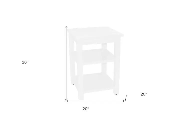 28" White Solid Wood Nightstand