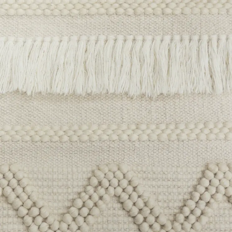 26" X 51" Cream Geometric Cotton Macrame Hanging Tapestry