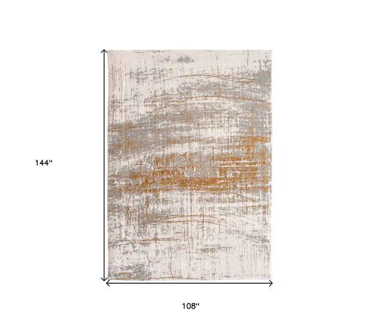 9' X 13' Gray and Gold Abstract Non Skid Area Rug