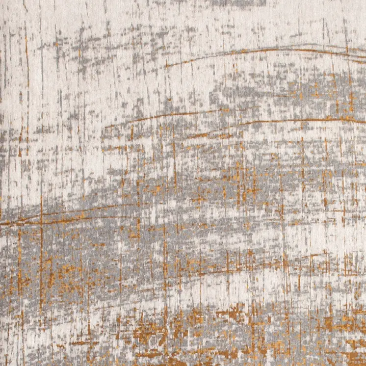 8' Gray and Gold Round Abstract Non Skid Area Rug