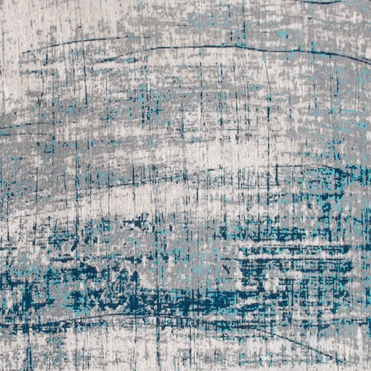 5' Blue and Gray Round Abstract Non Skid Area Rug