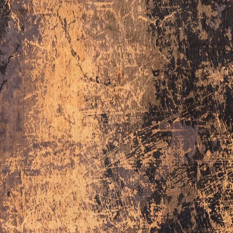 8' Yellow and Brown Round Abstract Non Skid Area Rug