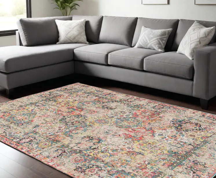 8' X 11' Red Oriental Non Skid Area Rug
