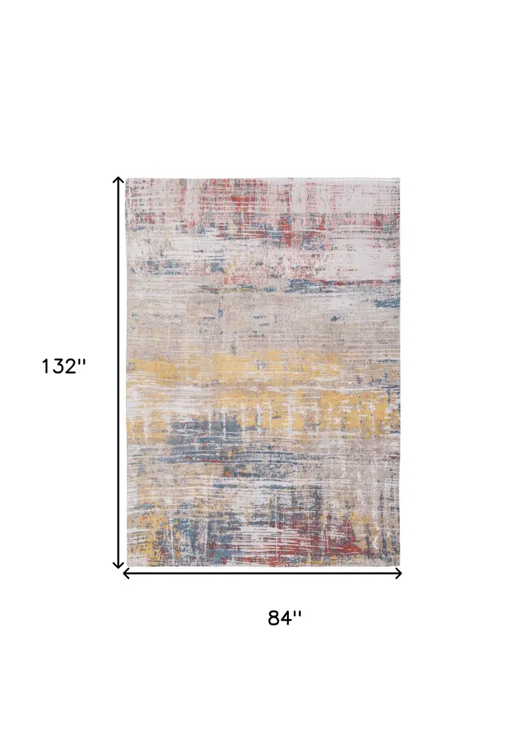 8' X 11' White Abstract Non Skid Area Rug