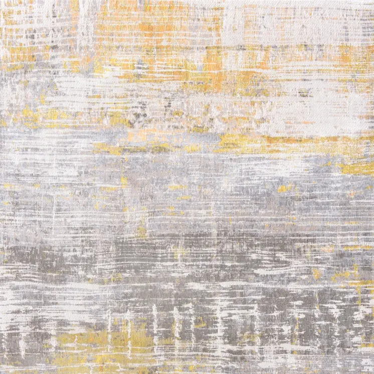 7' X 9' Gray and Yellow Abstract Non Skid Area Rug