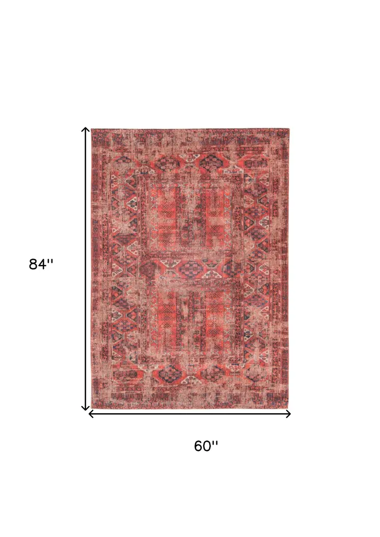 6' X 8' Red Oriental Non Skid Area Rug