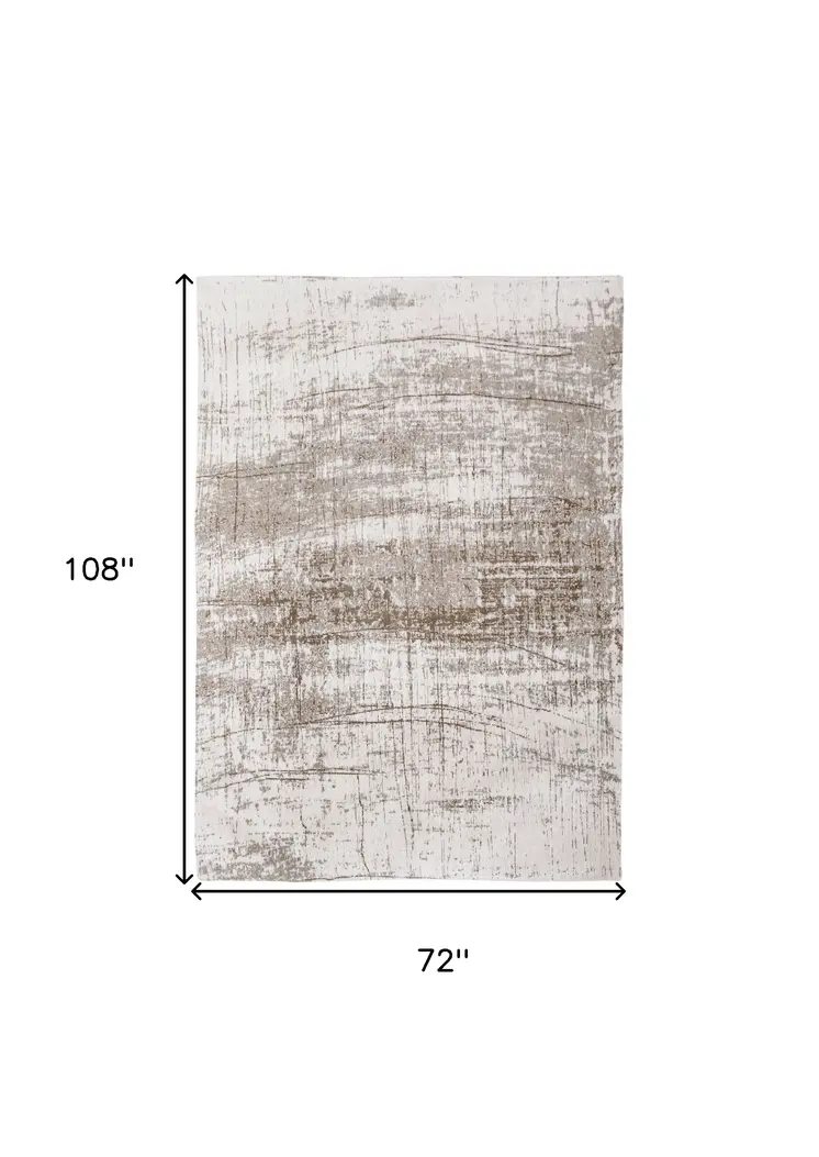 7' X 9' Gray and Beige Abstract Non Skid Area Rug