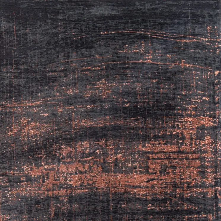 3' X 5' Black and Gold Abstract Non Skid Area Rug
