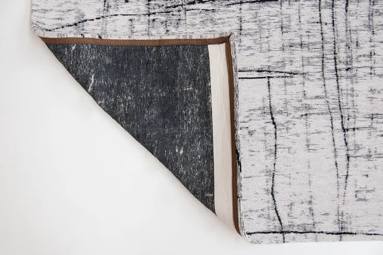 5' X 7' Black and White Abstract Non Skid Area Rug