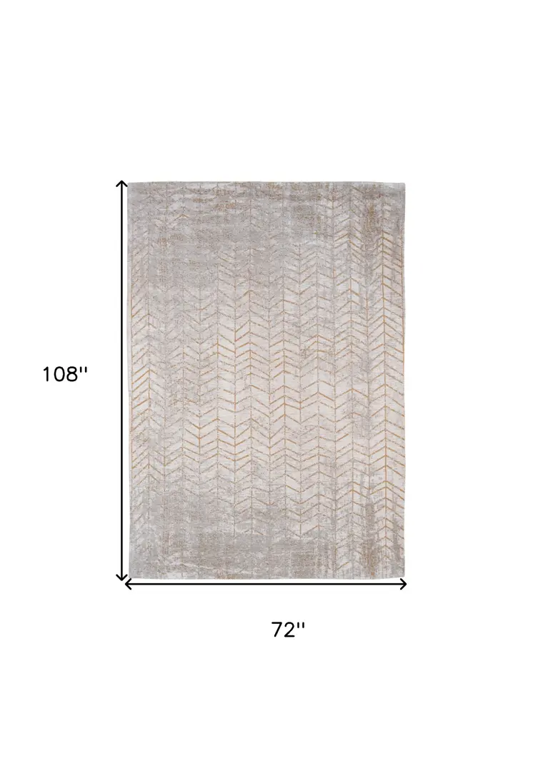 7' X 9' Gray and Yellow Chevron Non Skid Area Rug