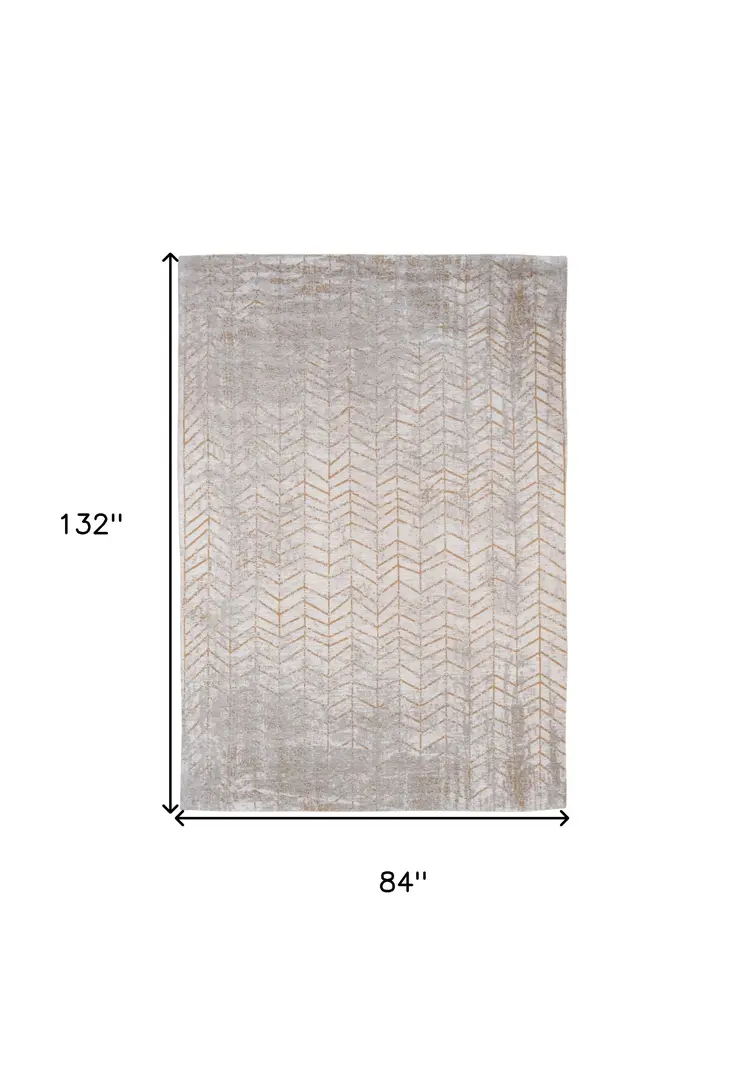 8' X 11' Gray and Yellow Chevron Non Skid Area Rug
