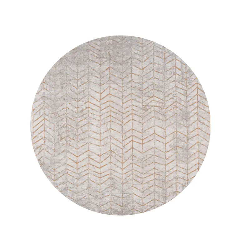 5' Gray and Yellow Round Chevron Non Skid Area Rug