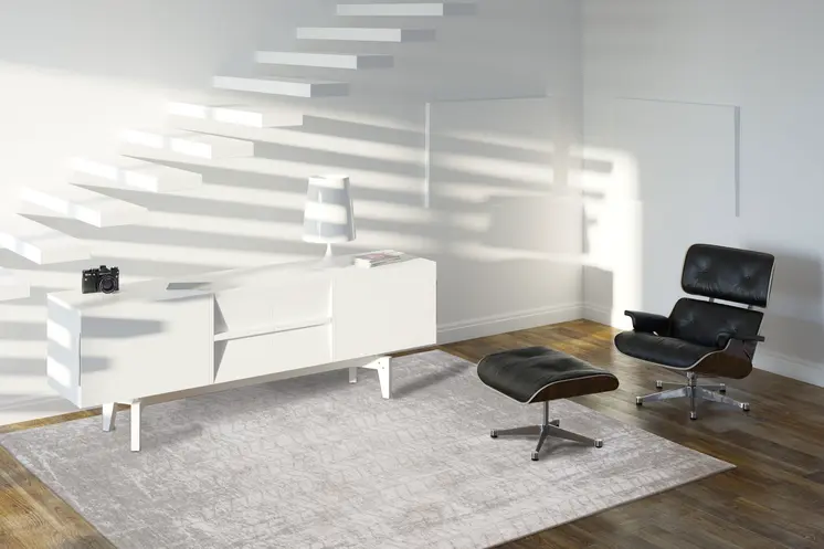 9' X 13' Gray and White Chevron Non Skid Area Rug