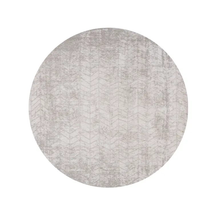 5' Gray and White Round Chevron Non Skid Area Rug
