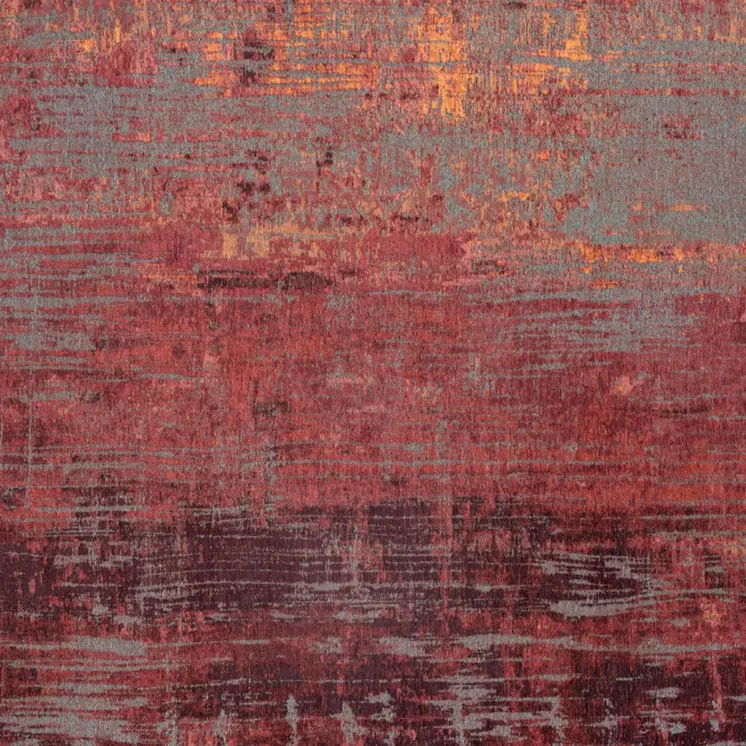 8' Red and Gray Round Abstract Non Skid Area Rug