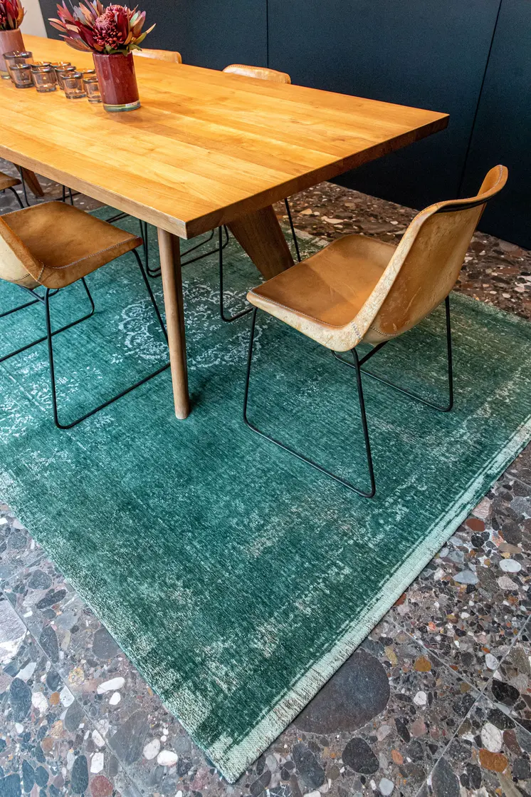 6' X 8' Gray and Green Medallion Non Skid Area Rug