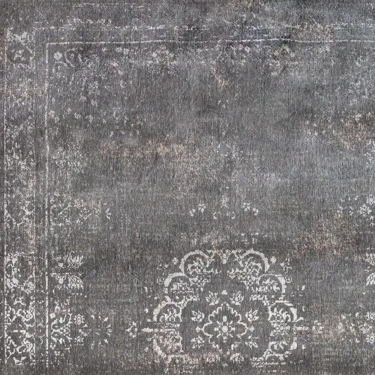 9' X 13' Gray Medallion Non Skid Area Rug