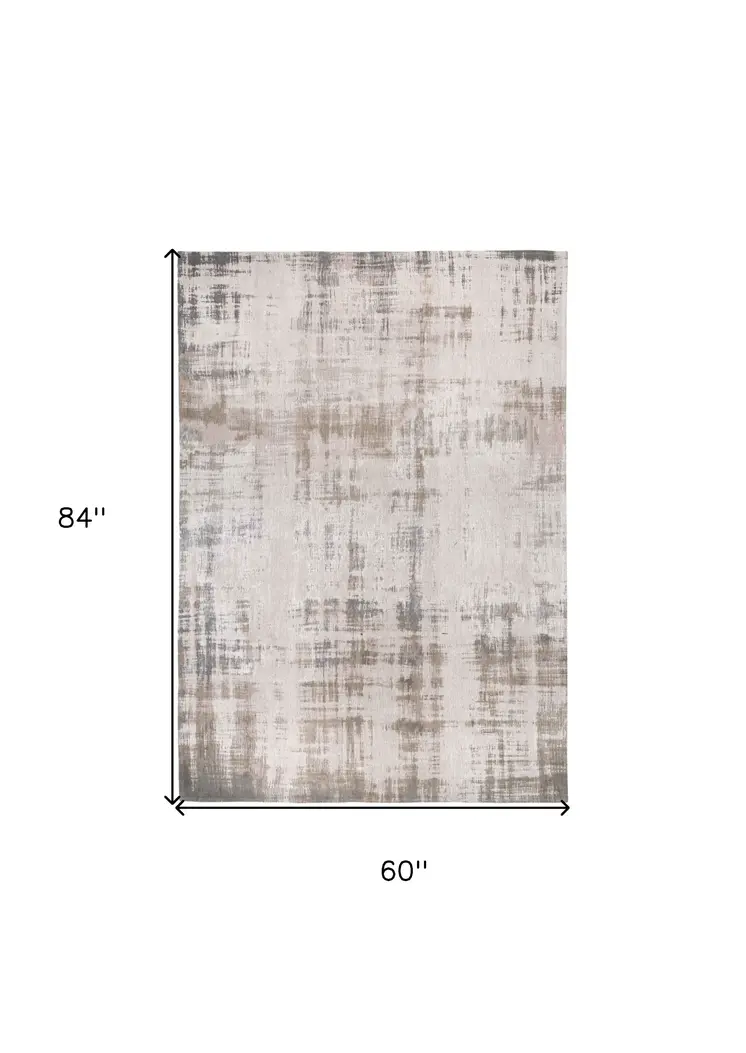 6' X 8' Gray and Beige Abstract Non Skid Area Rug