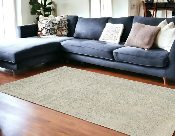 9' X 13' Gray and Beige Abstract Non Skid Area Rug