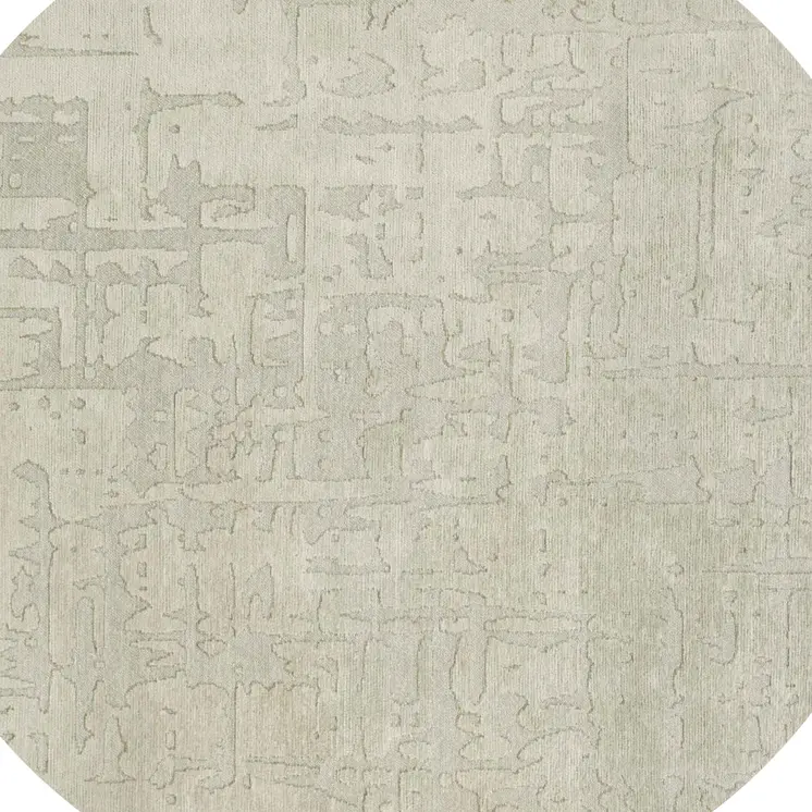 8' Gray and Beige Round Abstract Non Skid Area Rug