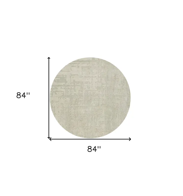 8' Gray and Beige Round Abstract Non Skid Area Rug