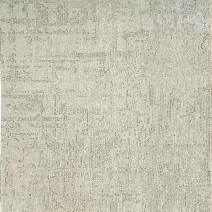 8' Gray and Beige Round Abstract Non Skid Area Rug