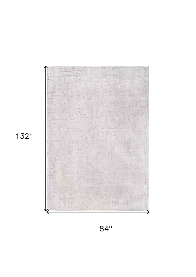 8' X 11' White Abstract Non Skid Area Rug