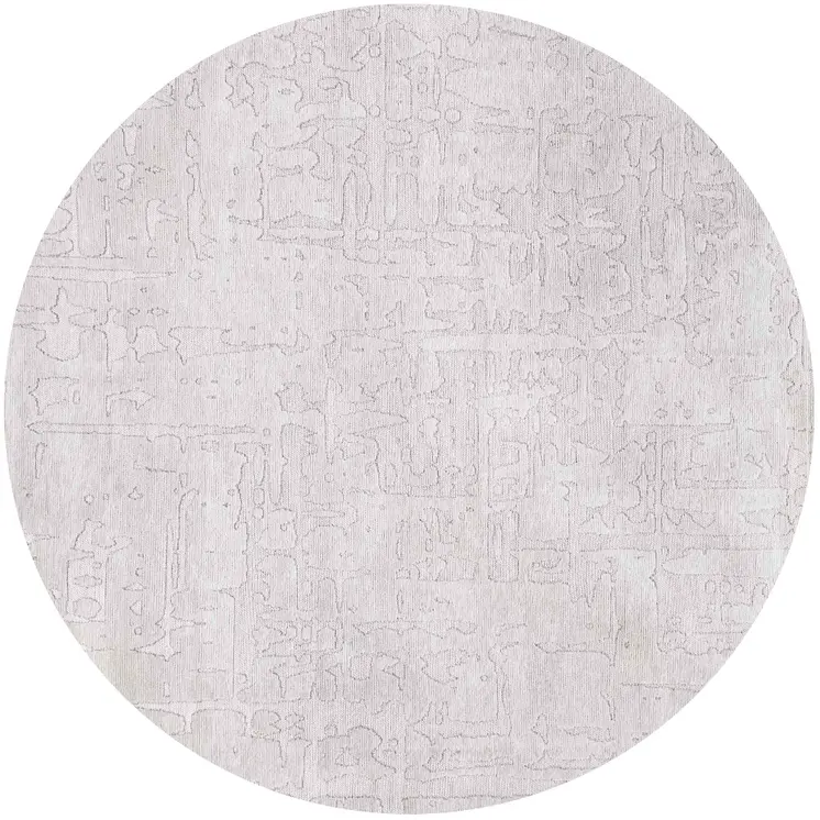8' White Round Abstract Non Skid Area Rug