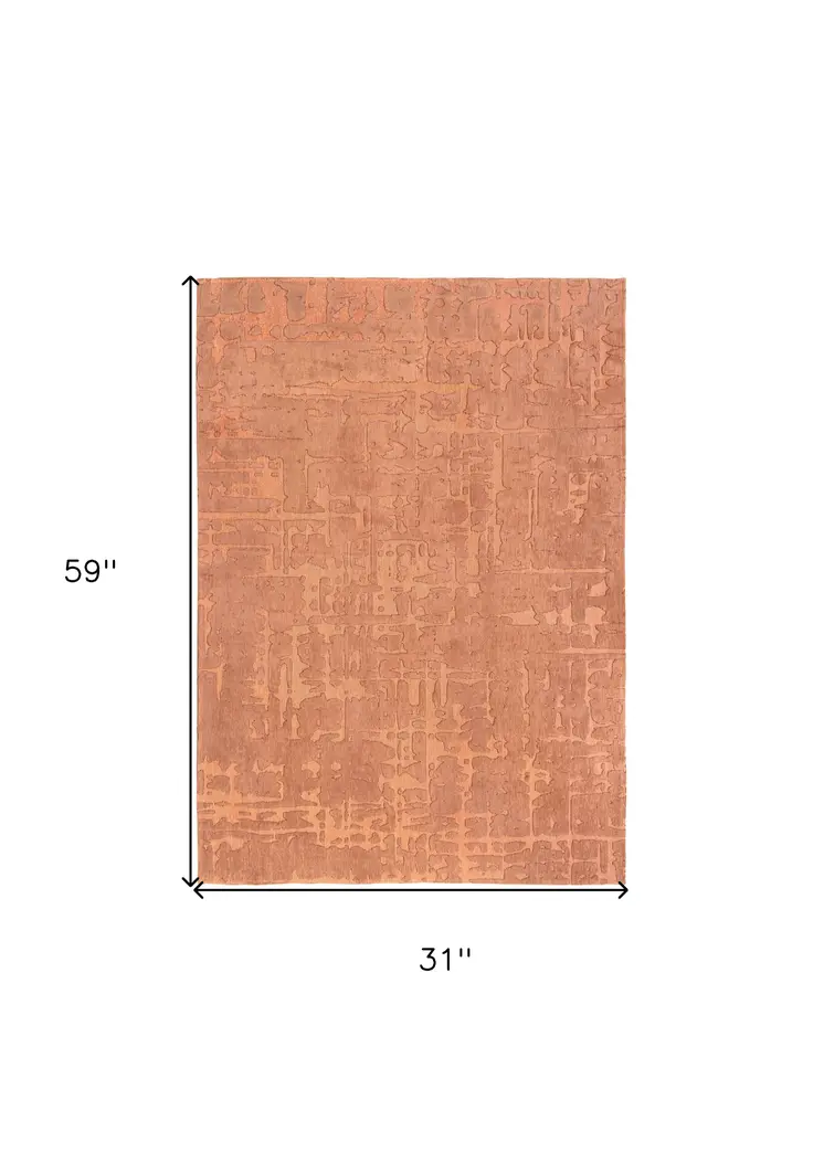 3' X 5' Orange Abstract Non Skid Area Rug