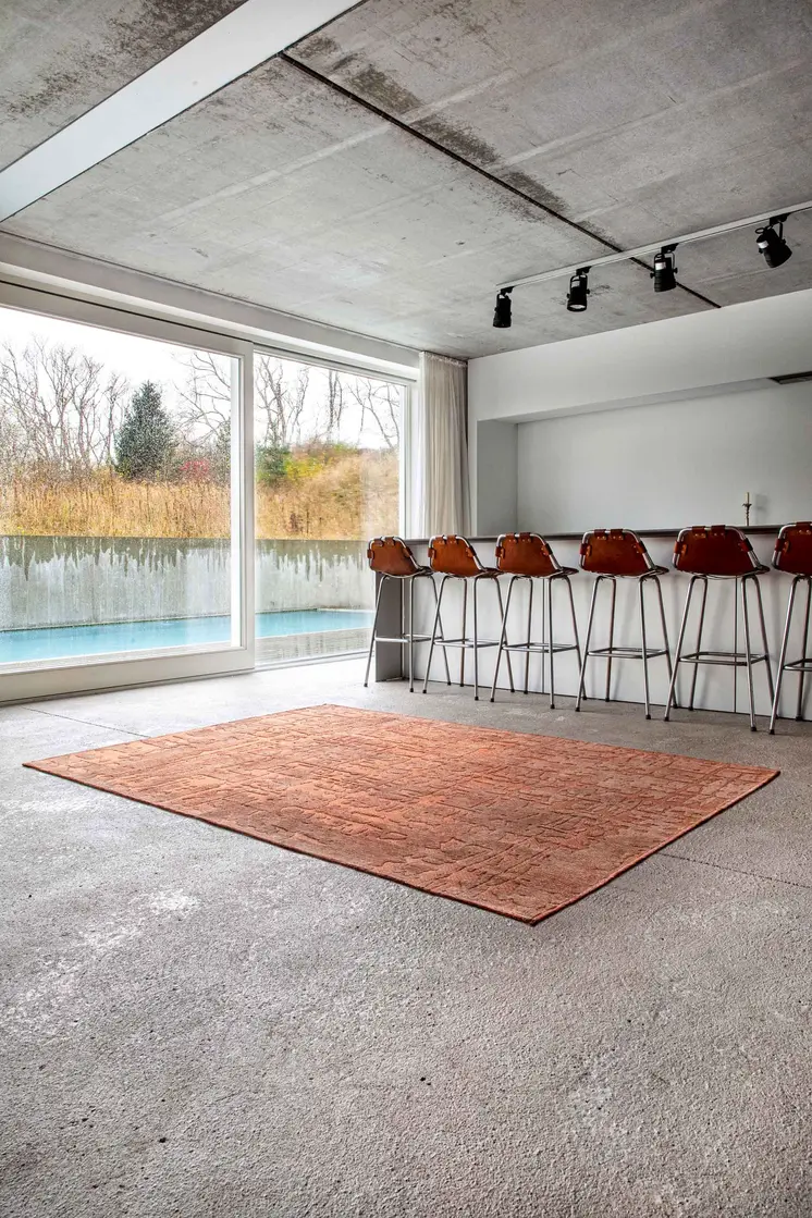 5' X 7' Orange Abstract Non Skid Area Rug