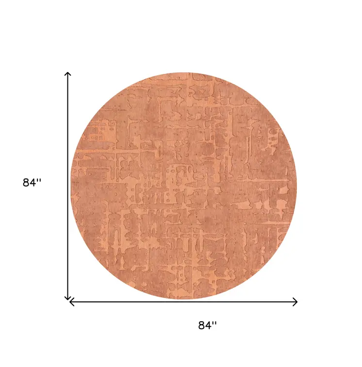 8' Orange Round Abstract Non Skid Area Rug