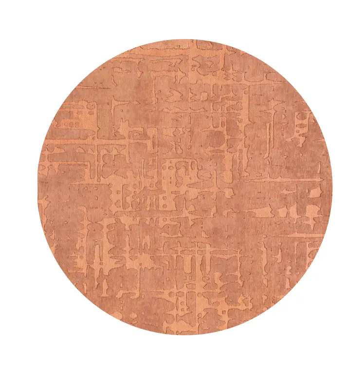 8' Orange Round Abstract Non Skid Area Rug