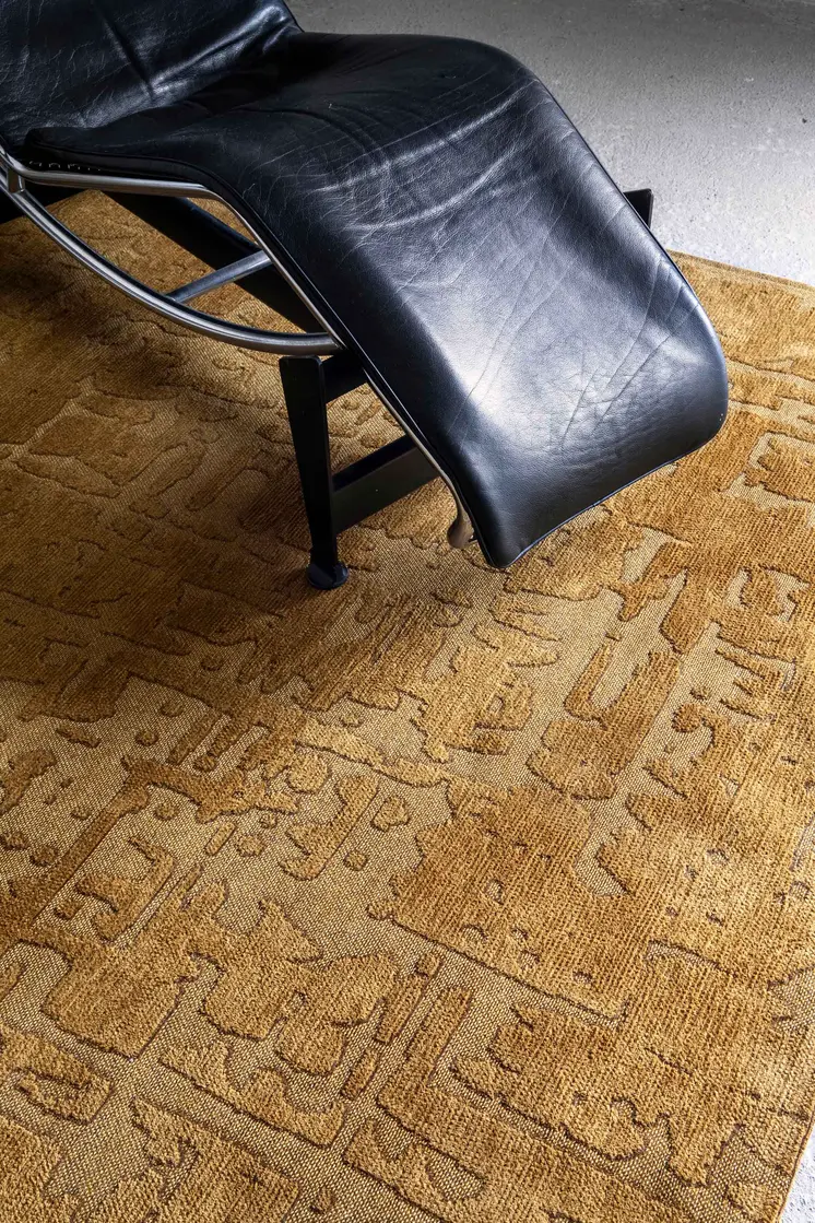 3' X 5' Yellow Abstract Non Skid Area Rug