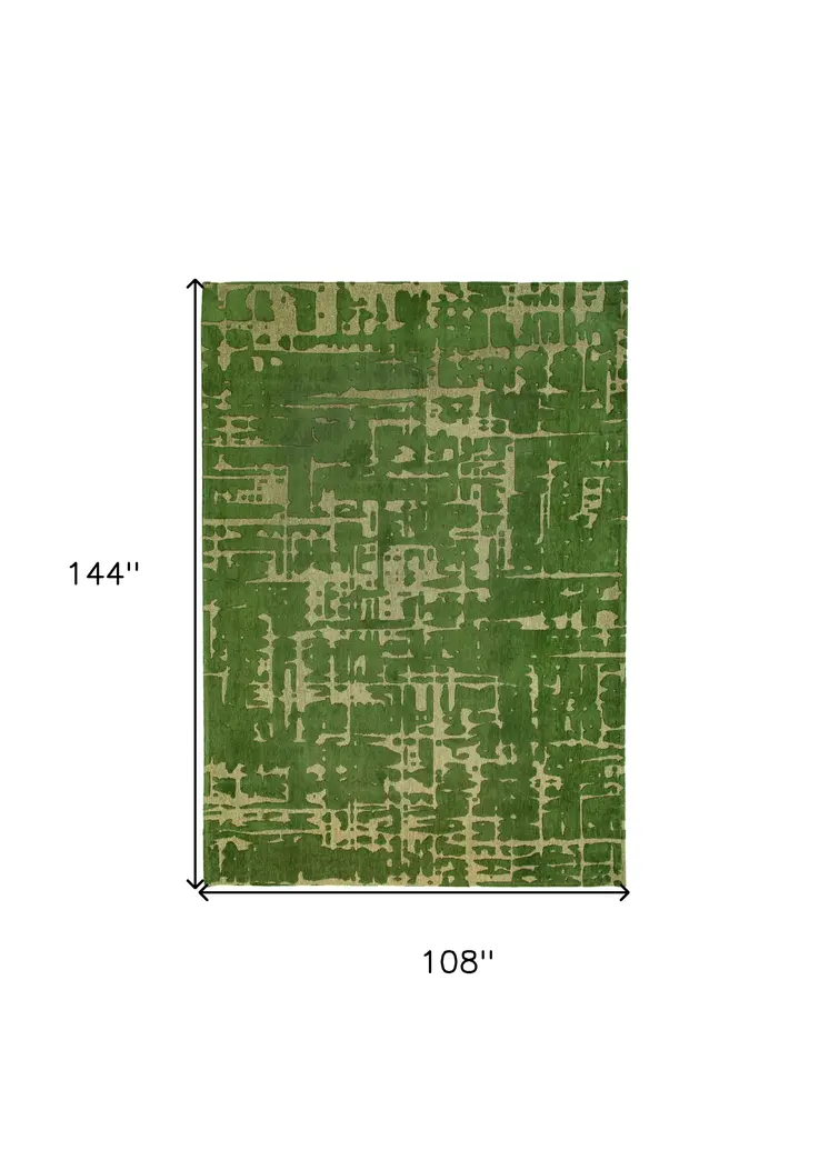 9' X 13' Green Abstract Non Skid Area Rug