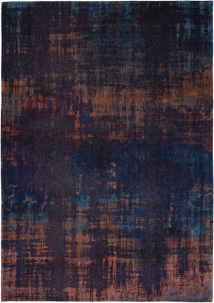 7' X 9' Blue and Brown Abstract Non Skid Area Rug