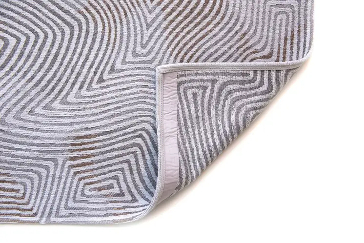 9' X 13' White Abstract Non Skid Area Rug