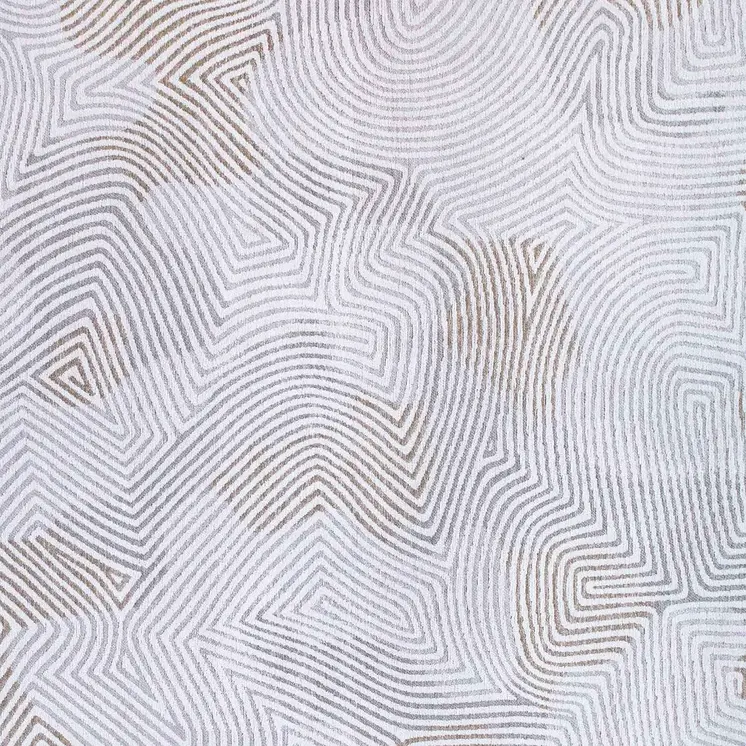 5' White Round Abstract Non Skid Area Rug