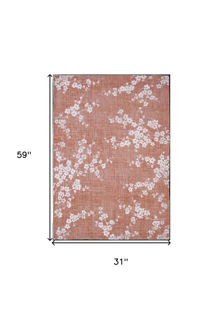 3' X 5' Red and White Oriental Non Skid Area Rug