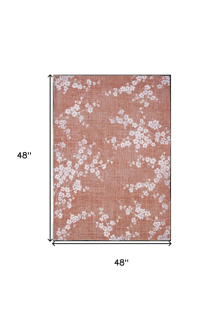 9' X 13' Red and White Round Oriental Non Skid Area Rug